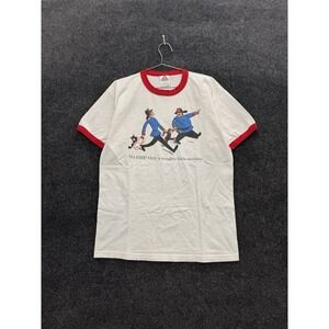 Vintage Curious George 90s Naughty Monkey Firemen T-Shirt Double Sided Ringer L